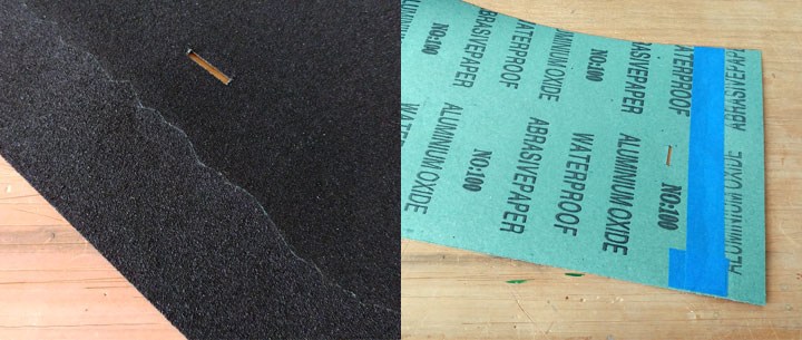 Making the model road surface with sandpaper for the race track