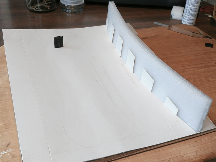 The wall in place for the Holden diorama