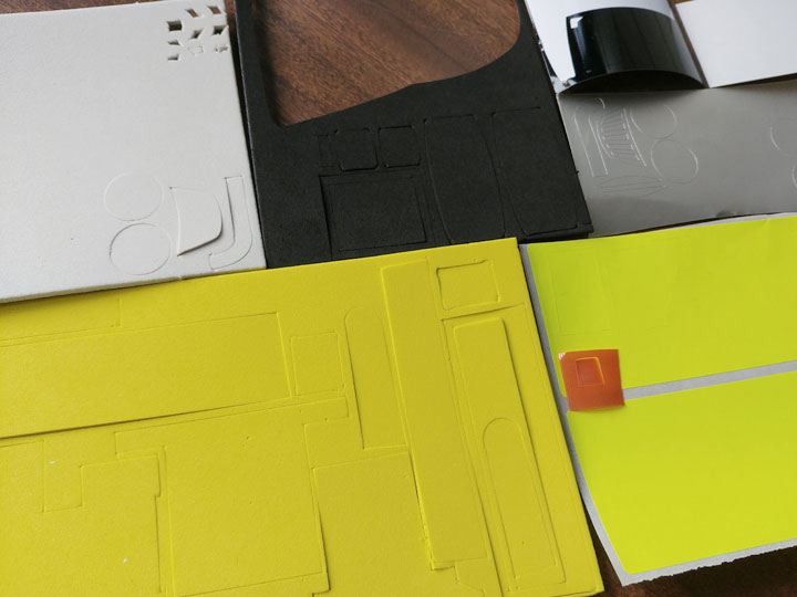 All the components cut out for a Bob The Builder birthday card