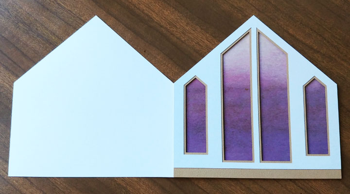 The chapel part of the wedding card assembled